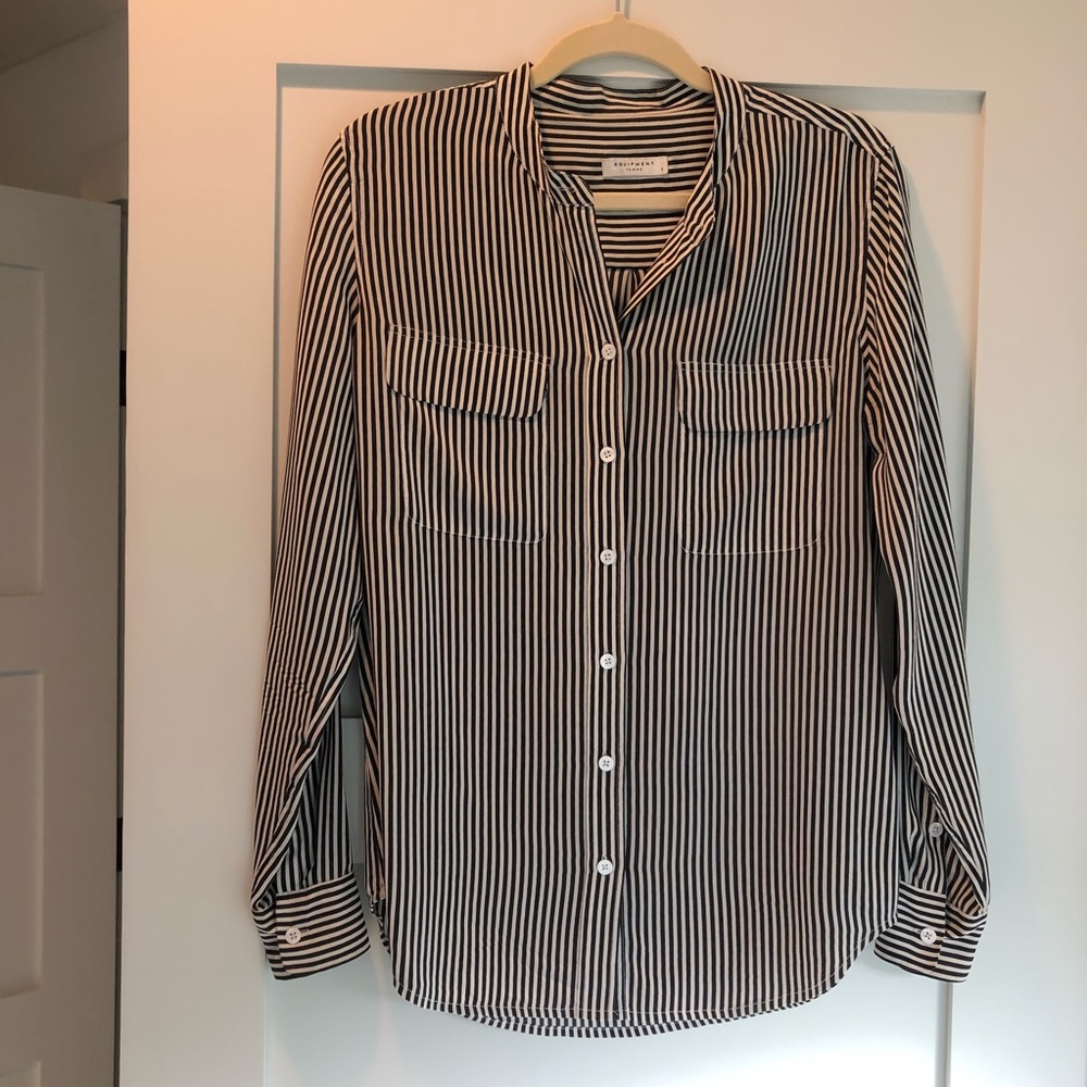 Equipment striped silk top